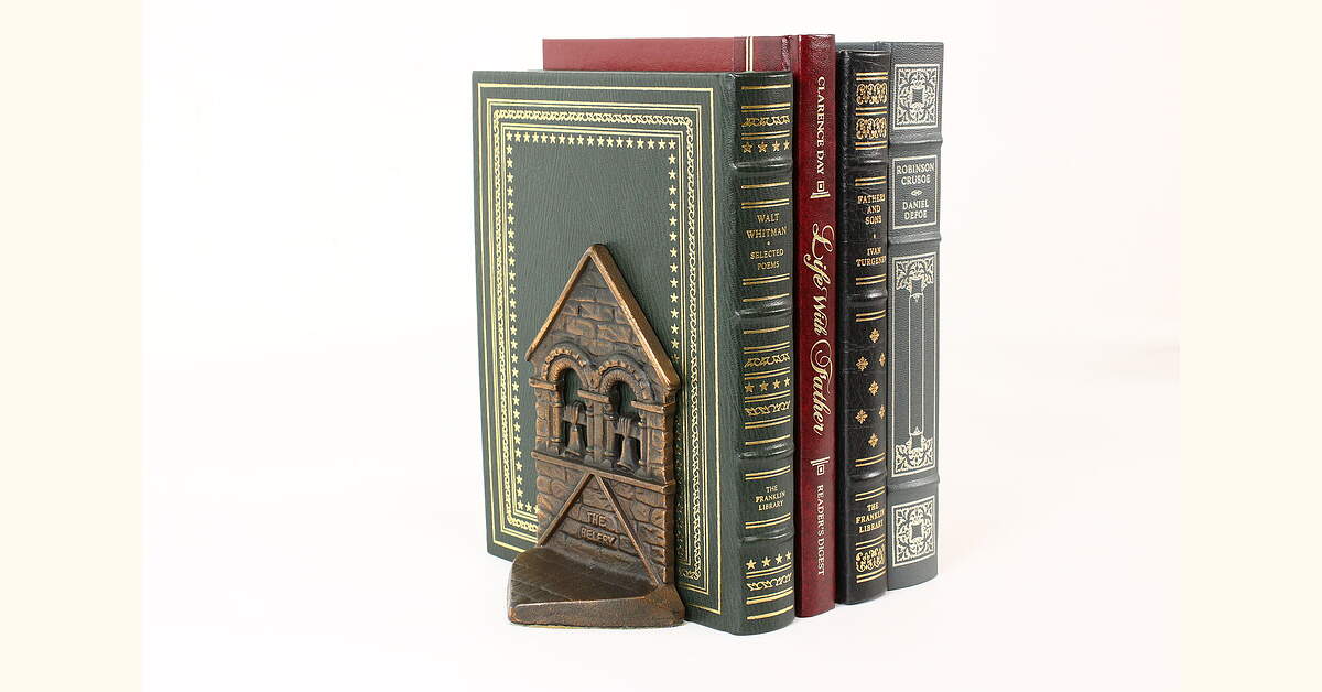Pair of Vintage Belfry Bell Tower Cast Iron Bookends, Connecticut Foundry