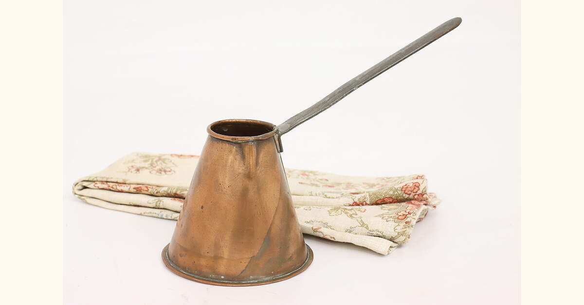 Farmhouse Antique Copper Ladle or Dipper, Iron Handle