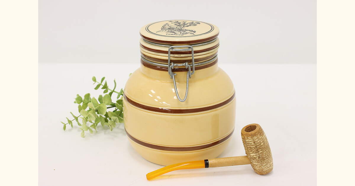 Farmhouse Vintage Ceramic Tobacco Humidor, Comoy of London