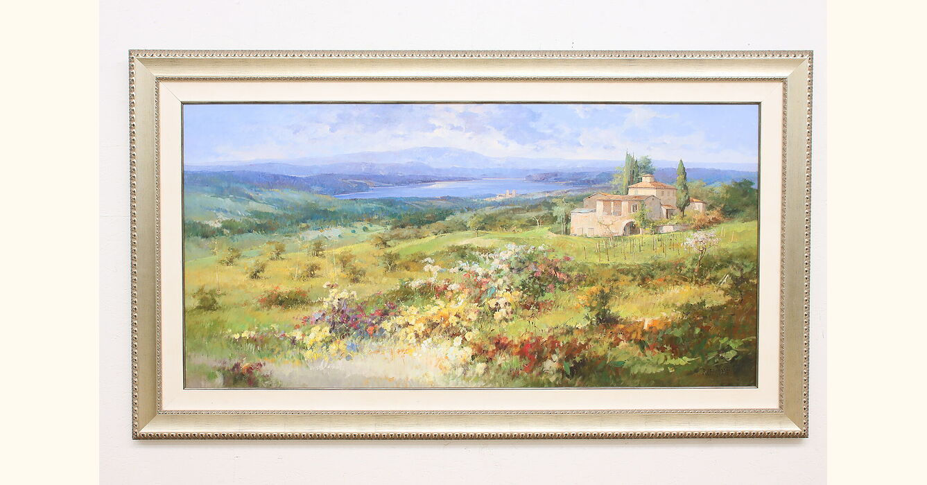 豪華！アンティーク絵画　油彩　アメリカ　森林と川風景画Antiqueヴィンテージ アンティーク絵画 油彩 アメリカ 森林と川 風景画 Antique