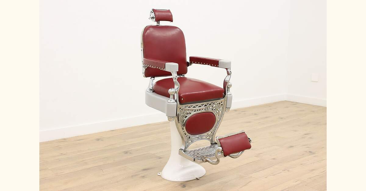 Nickel Plated Antique Reclining Barber Chair, Kochs