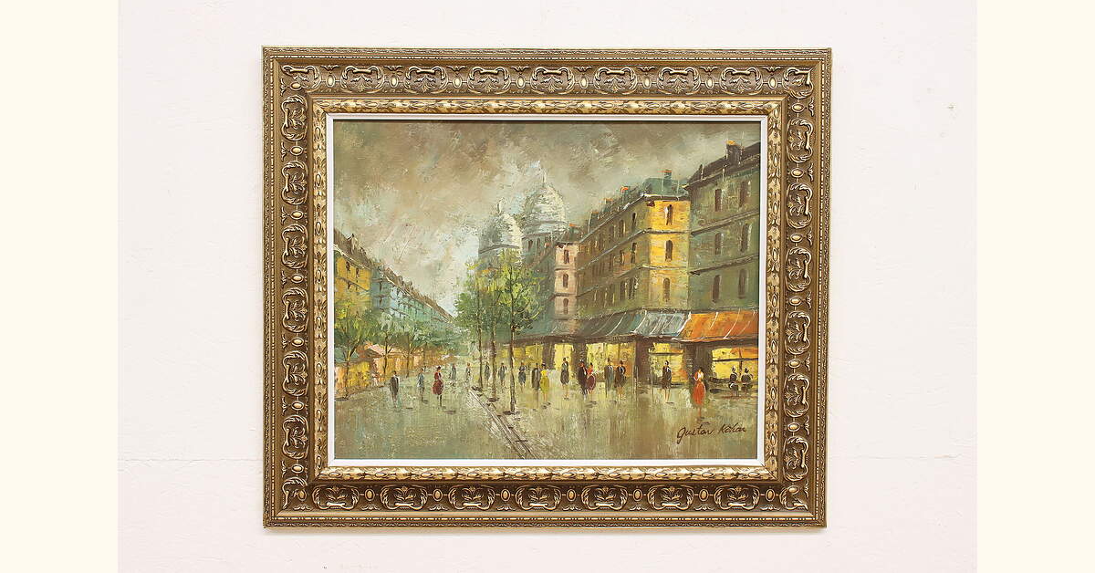 Paris Montmartre Vintage Original Oil Painting Signed 32