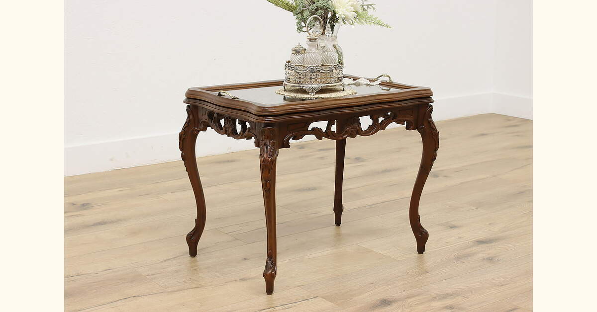 vintage walnut center table ジャパンヴィンテージ 1930 Vintage Art Deco Walnut Waterfall Side Table Inlay | eBay