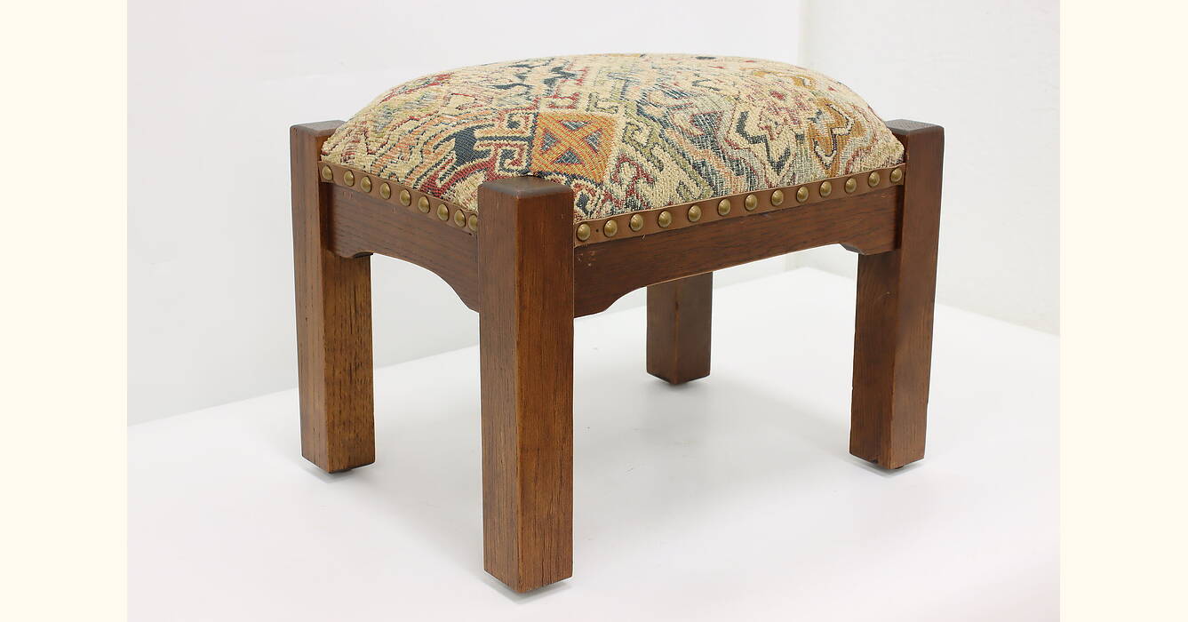 SAVE 20% Arts & Crafts Antique Mission Oak Footstool, New Fabric