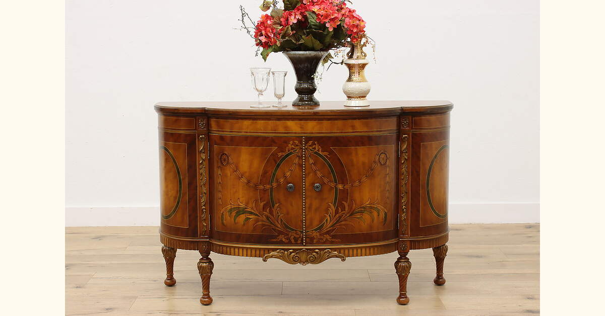 French Design Antique Painted & Carved Hall Console Imperial