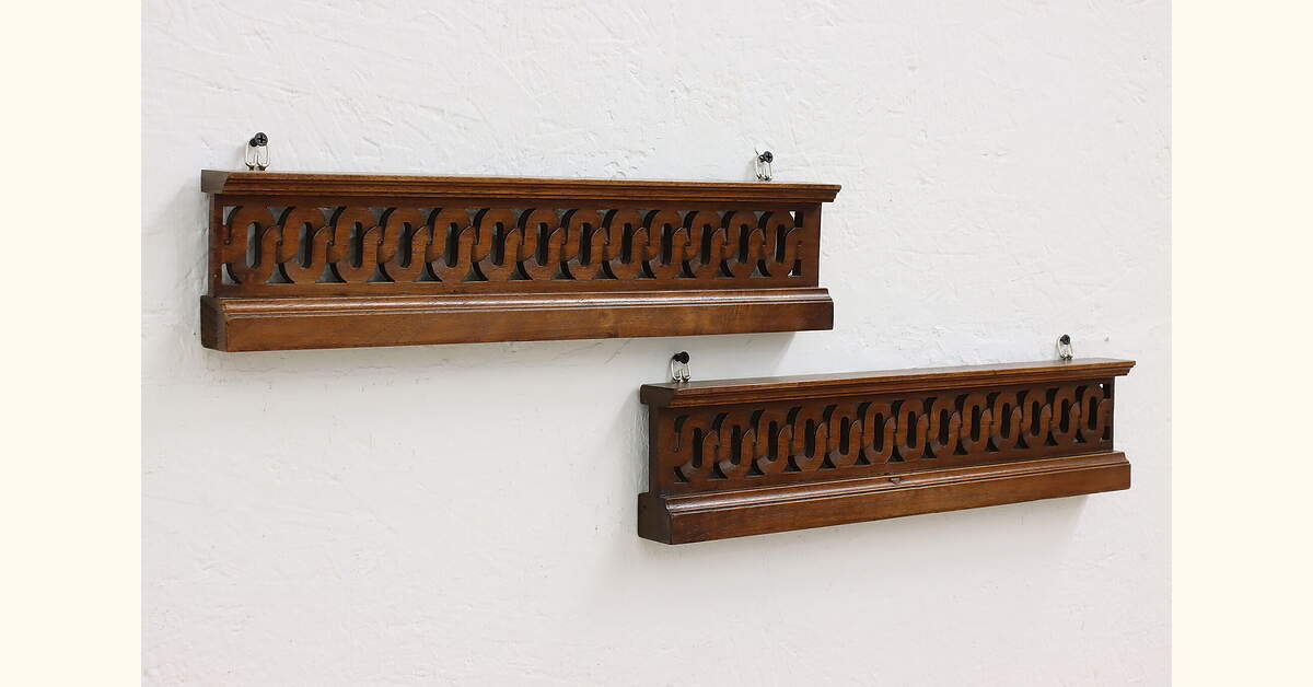 Archive Rails Pair of Architectural Salvage Antique Carved Walnut Rails