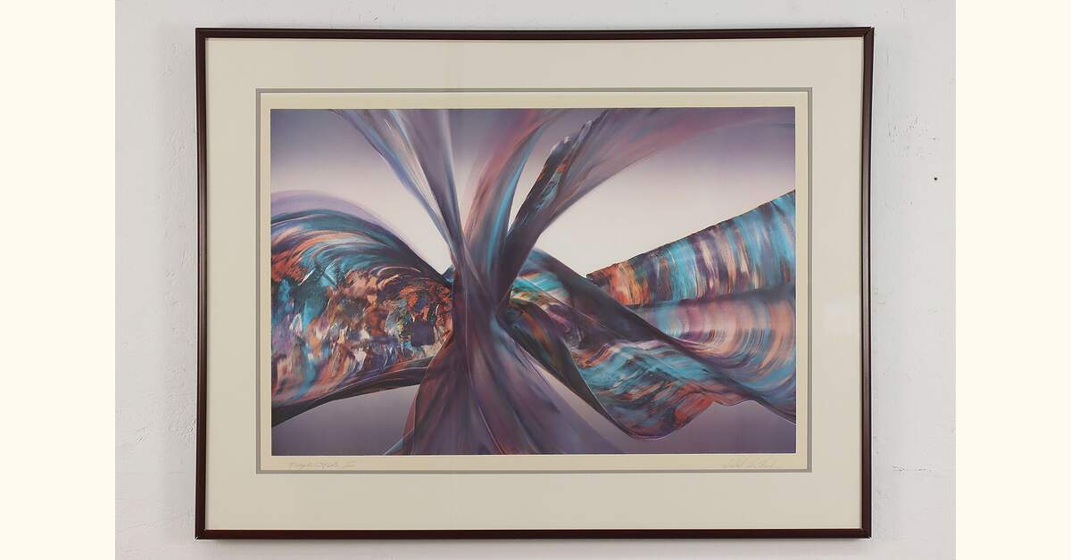 Purple Tide Vintage Original Abstract Lithograph, March 44