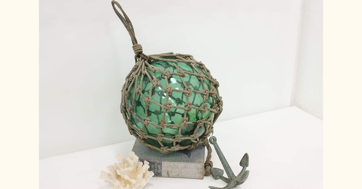 antique aluminum fishing net floats Glass Float in Green 14" Sold at Auction: Vintage Fishing
