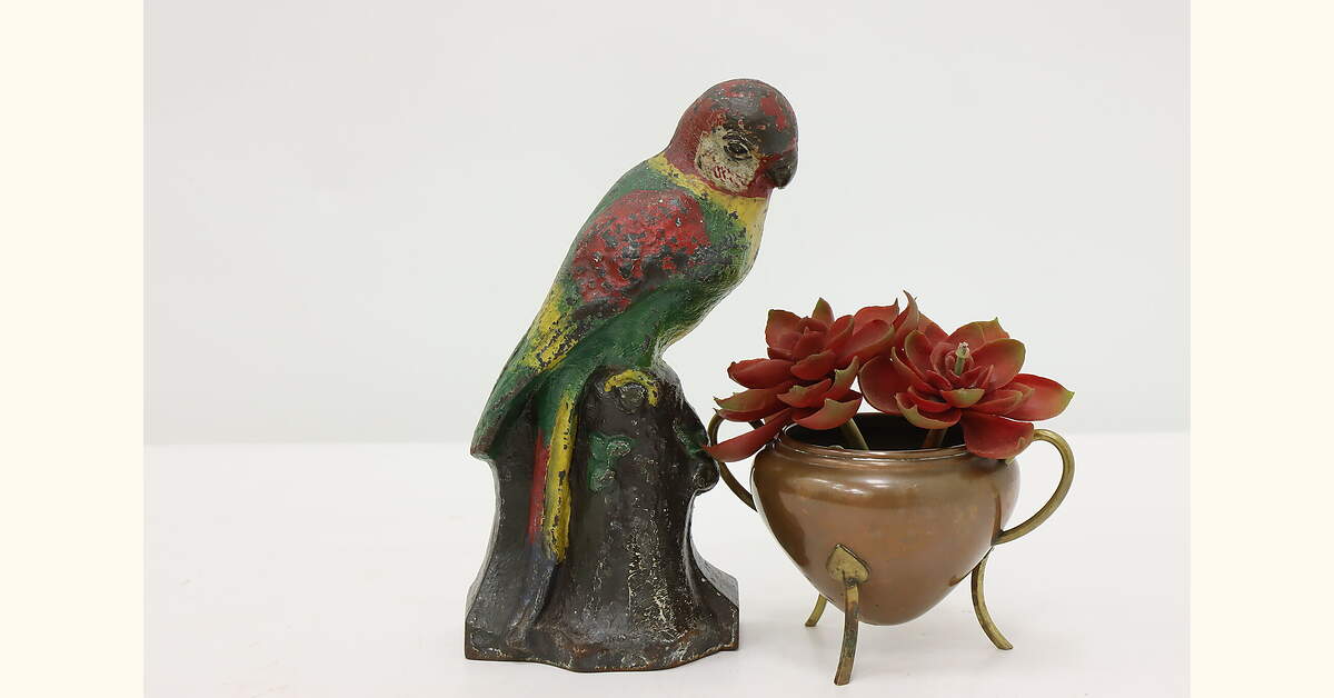 Vintage cast iron door stop antique birds decor Victorian home English cottage Antique Victorian Cast Iron Figural Traditional Cottage  main image 2