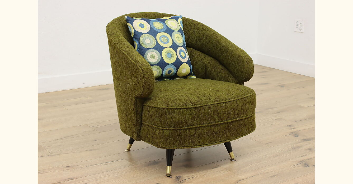 Midcentury Modern Vintage Original Upholstered Swivel Chair