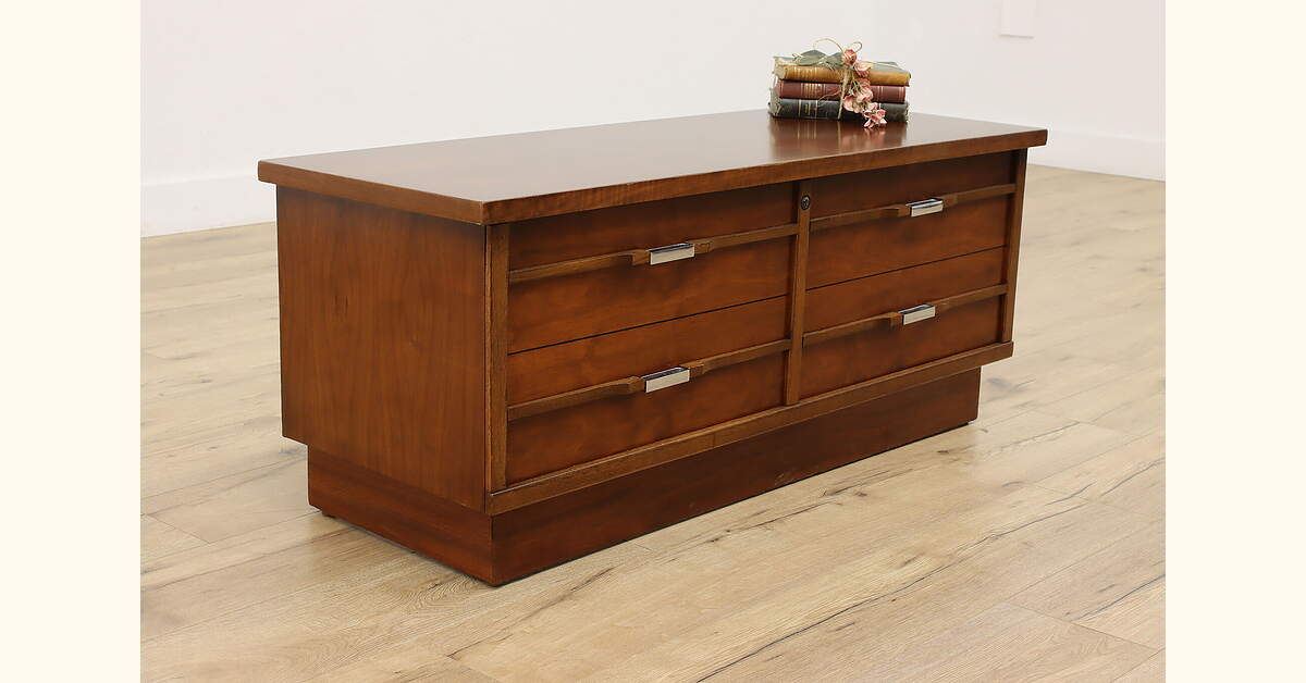 Midcentury Modern Vintage Walnut Cedar Chest or Trunk Lane