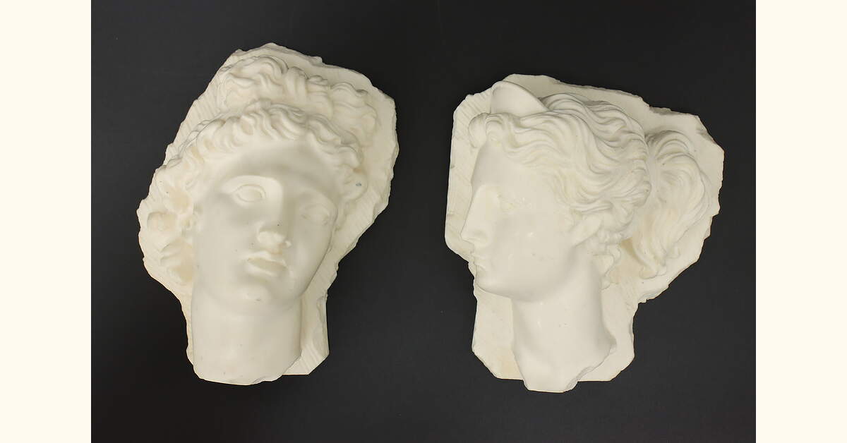 Neoclassical Vintage Resin Wall Hanging Man & Woman Busts