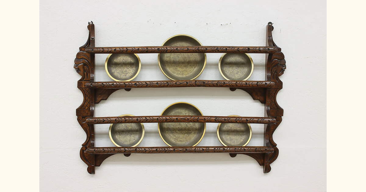 Medieval Plate Rack Renaissance Design Antique Dutch Oak Wall Plate Rack