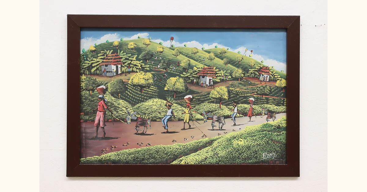 Haiti Village Vintage Original Oil Painting, Leonidas 39.5