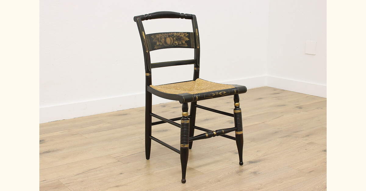 Hitchcock Vintage Farmhouse Side or Desk Chair w/ Rush Seat