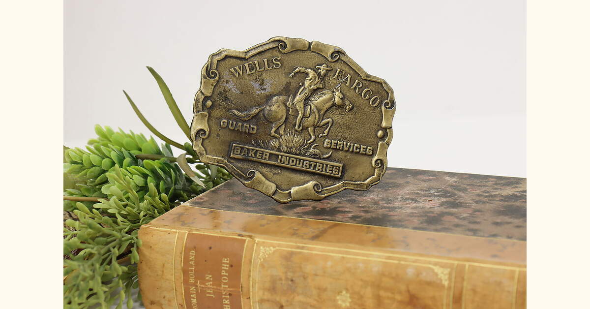 Wells Fargo ノベルティプレート 1982年製 Miniature Wells Fargo Cowboy Western Signs - Etsy