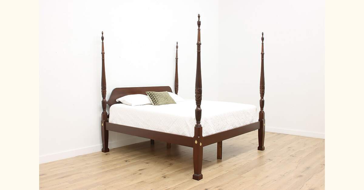 Georgian Vintage Mahogany 4 Poster King Size Bed, Councill