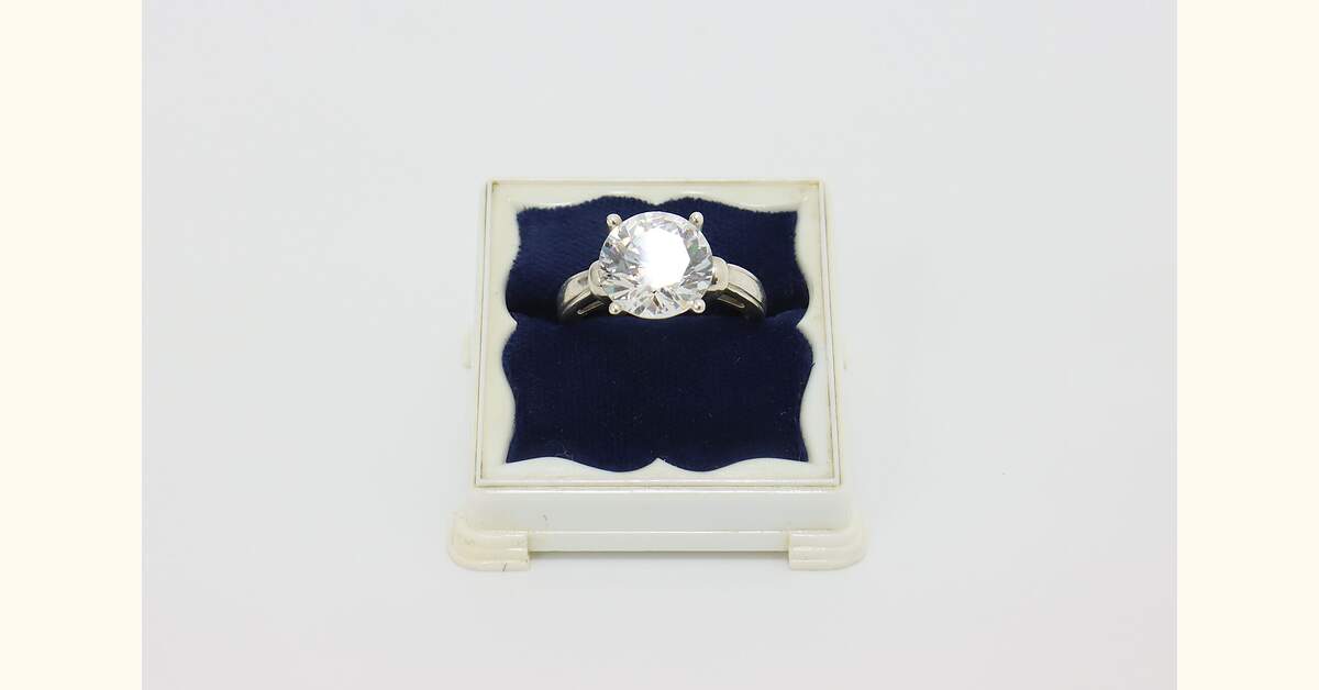 Large Round CZ Solitaire Ring In Sterling Silver - Sizes 4 To 11, Unisex Everyday Wear 4 thumbnail image