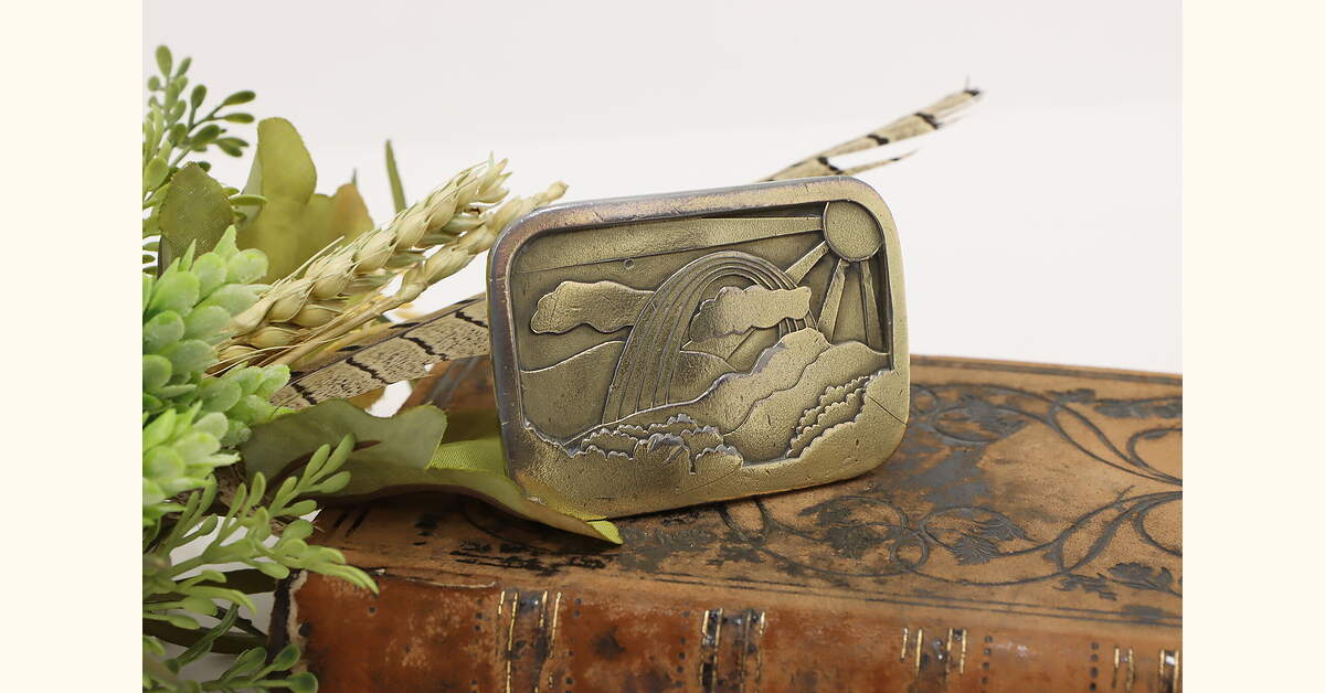 Rainbow metals vintage sandcastle solid brass belt buckle Vintage Solid Bronze Belt Buckle by Rainbow Metals, Pacific  main image 2
