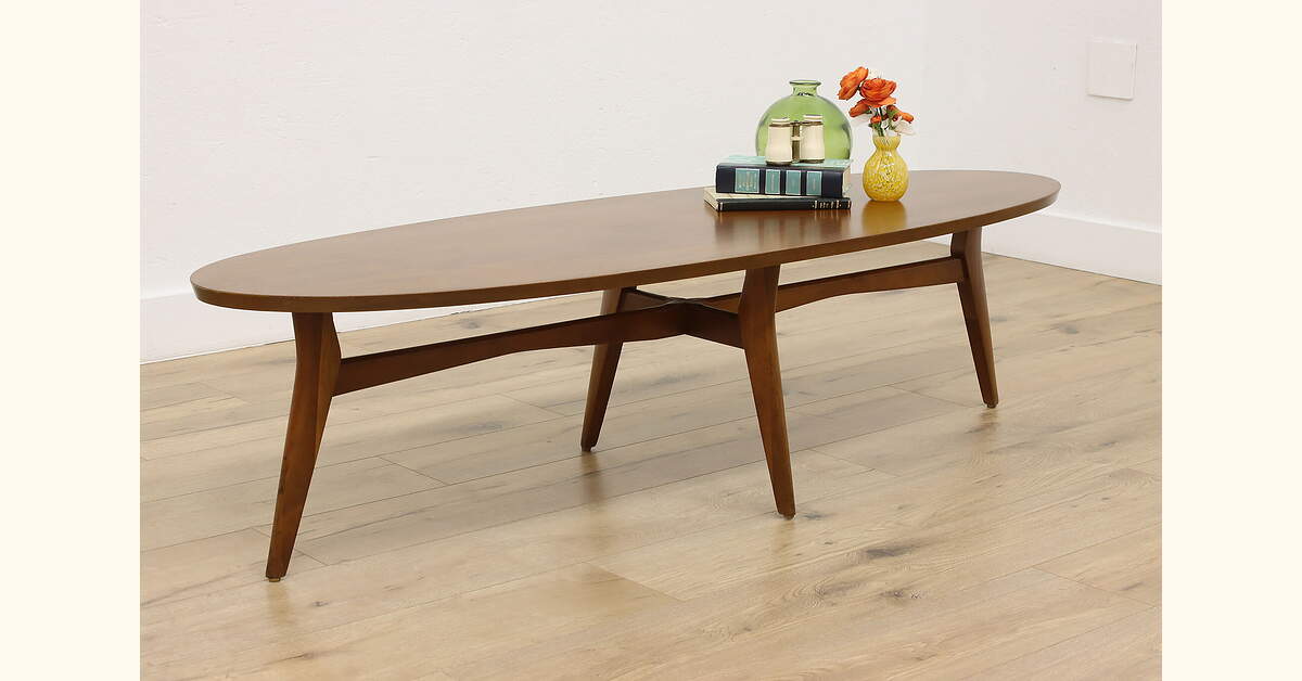 ACME Furniture/サーフボードテーブル/ヴィンテージ/Mersman Midcentury Modern Vintage Oval Walnut Coffee Table Mersman