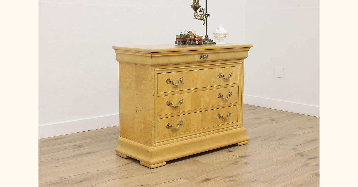 French Empire Vintage Burl Chest Dresser Henredon Charles X