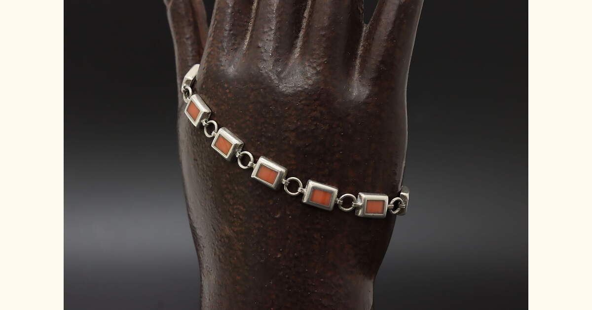 Pink Stone Inlay & Sterling Silver 7