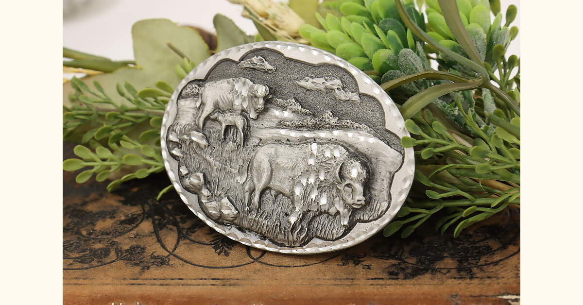 Bison Family Vintage Pewter Belt Buckle, Star